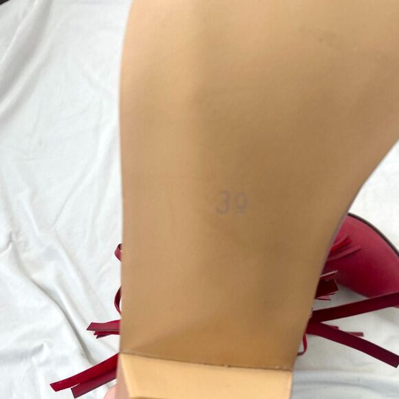 NEW Western Burgundy Red Faux Leather Fringe Mid Calf Cowboy Boots US 8.5 - Picture 7 of 8